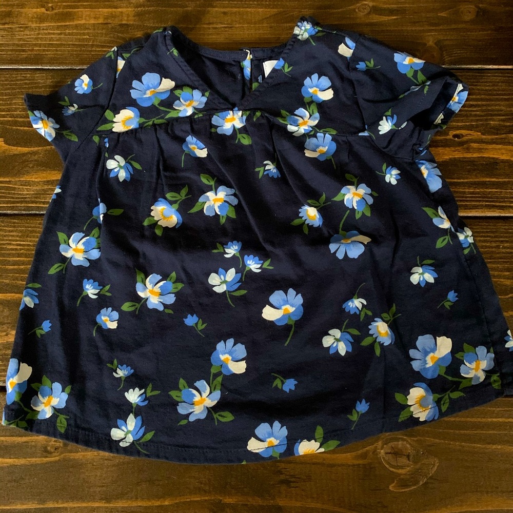Navy Floral woven top